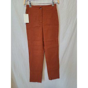 Aritiza xWilfred Cherice Italian Linen Blend Orange Slim Cigarette Pants Size 2